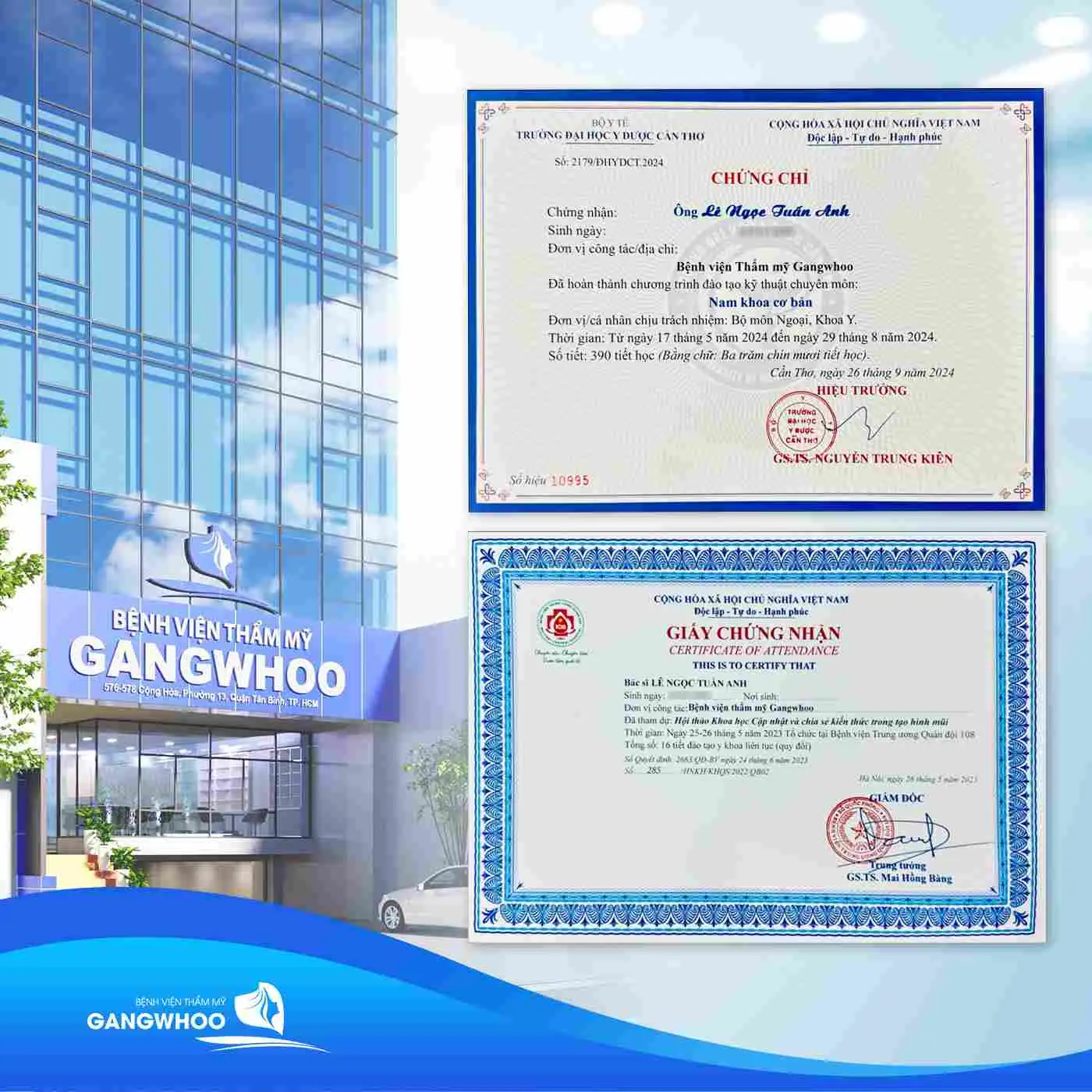 Những giấy chứng nhận về hoàn thành đào tạo chuyên môn Nam Khoa