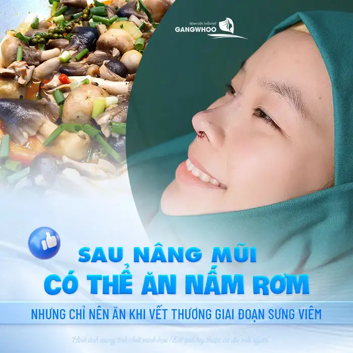 Nâng mũi ăn nấm rơm được không? Tác dụng của nấm rơm sau nâng mũi